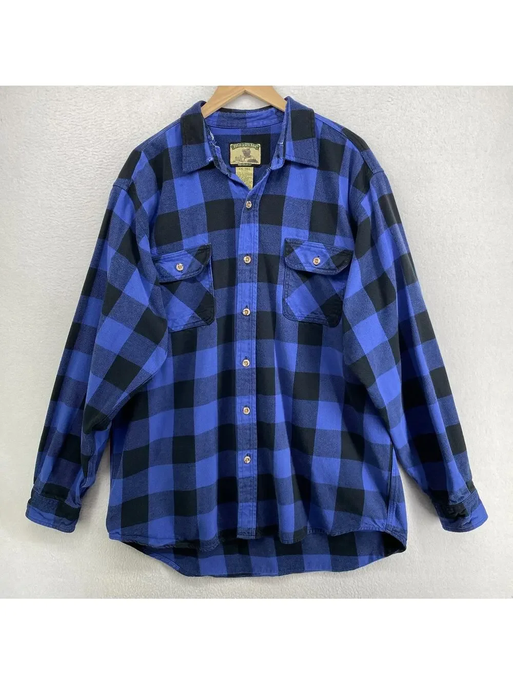FIELD & STREAM Shirt Men 2XLT Tall Heavy Flannel Buffalo Check Button Up Cotton